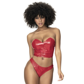 Ensemble lingerie Deux Pièces "Wet Look" Rouge - MAL2741RED